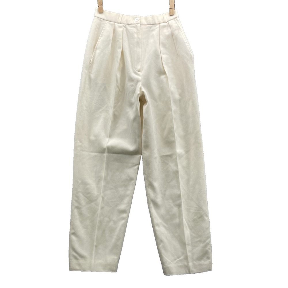 Vintage Evan Picone Dress Pants Women's 8* Cream 100% Wool Corpcore Chic Coastal